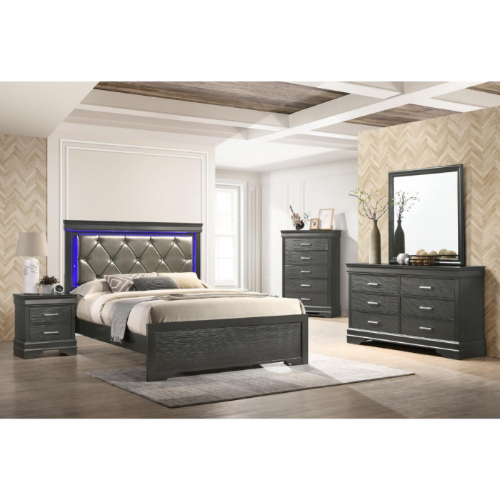 Brooklyn Modern White LED Upholstered Bedroom Set