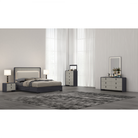Ember LED Upholstered Modern Bedroom Set