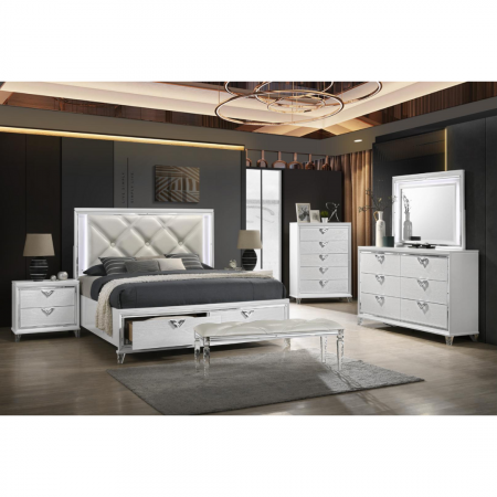 Prism White Crystal LED Bedroom Set